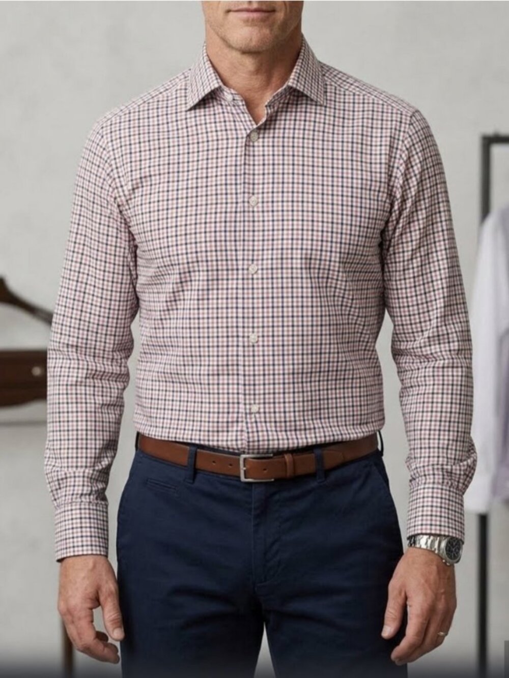 Eton 16 1/2 x 36/37 Multi Color Check Contemporary Fit Dress Shirt